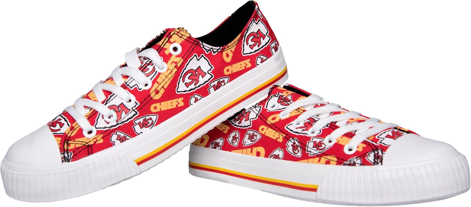 NFL Womens Low Top Repeat Print Canvas Shoe: Kansas City Chiefs, Medium : Clothing