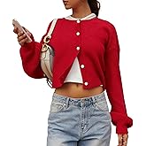 Zyyfly Women's Cropped Cardigan Sweaters Chunky Knit Fall Long Sleeve Button Down Sweater Jackets
