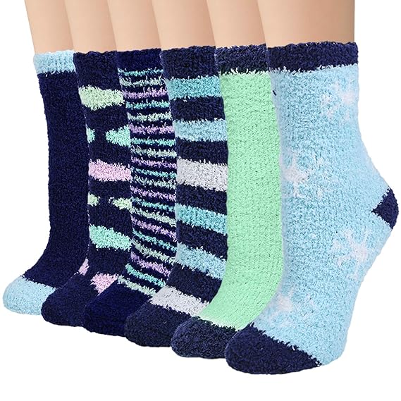 Women's 6 Pairs Cozy Soft Fuzzy Socks Fluffy Slipper Socks Amazon.in