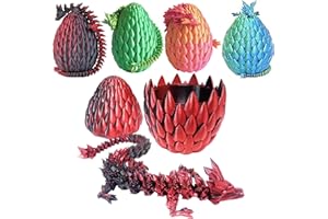 Qxbuhe 12inch 3D Printed Dragon Egg,Mystery Crystal Dragon Fidget Toys,Articulated Dragon,Home Desk Decor Easter Surprise Dinosaur Eggs,Adults Fidget Toys for Autism/ADHD (Black Red)
