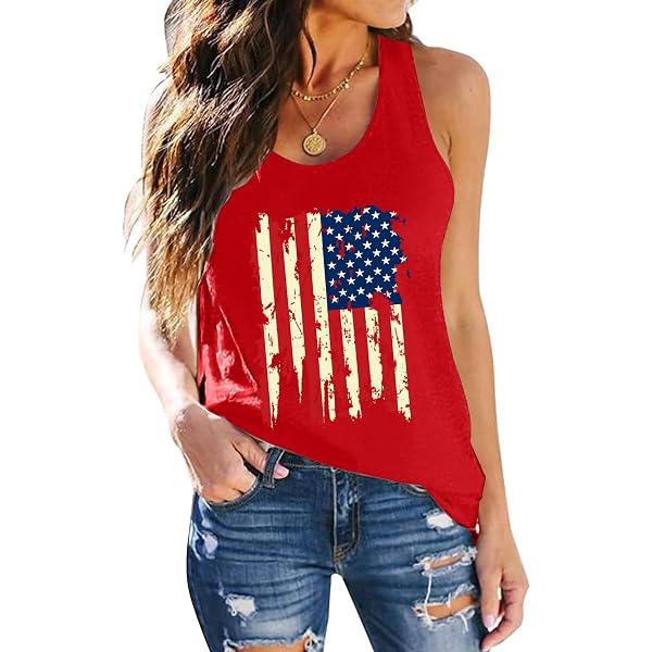 Women's Patriotic 'We The People' Tank Top - 4th Of July American Flag Sleeveless Shirt (Blue, X-Large)