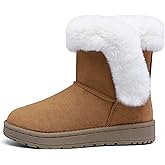 MIXIN Girls Winter Snow Boots Warm Faux Fur Lined Ankle Booties with Non-Slip Sole for Little/Big Kids