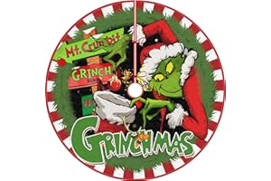JILASIR Grinch Christmas Tree Skirt 36 Inch, Merry Grinchmas Red White Stripes Xmas Tree Skirt Mat for Holiday Party Indoor Outdoor Christmas Tree Decoration