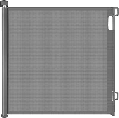 PetHot Retractable Stair Gate 55in Wide 33in Tall One-Handed Operation Gray