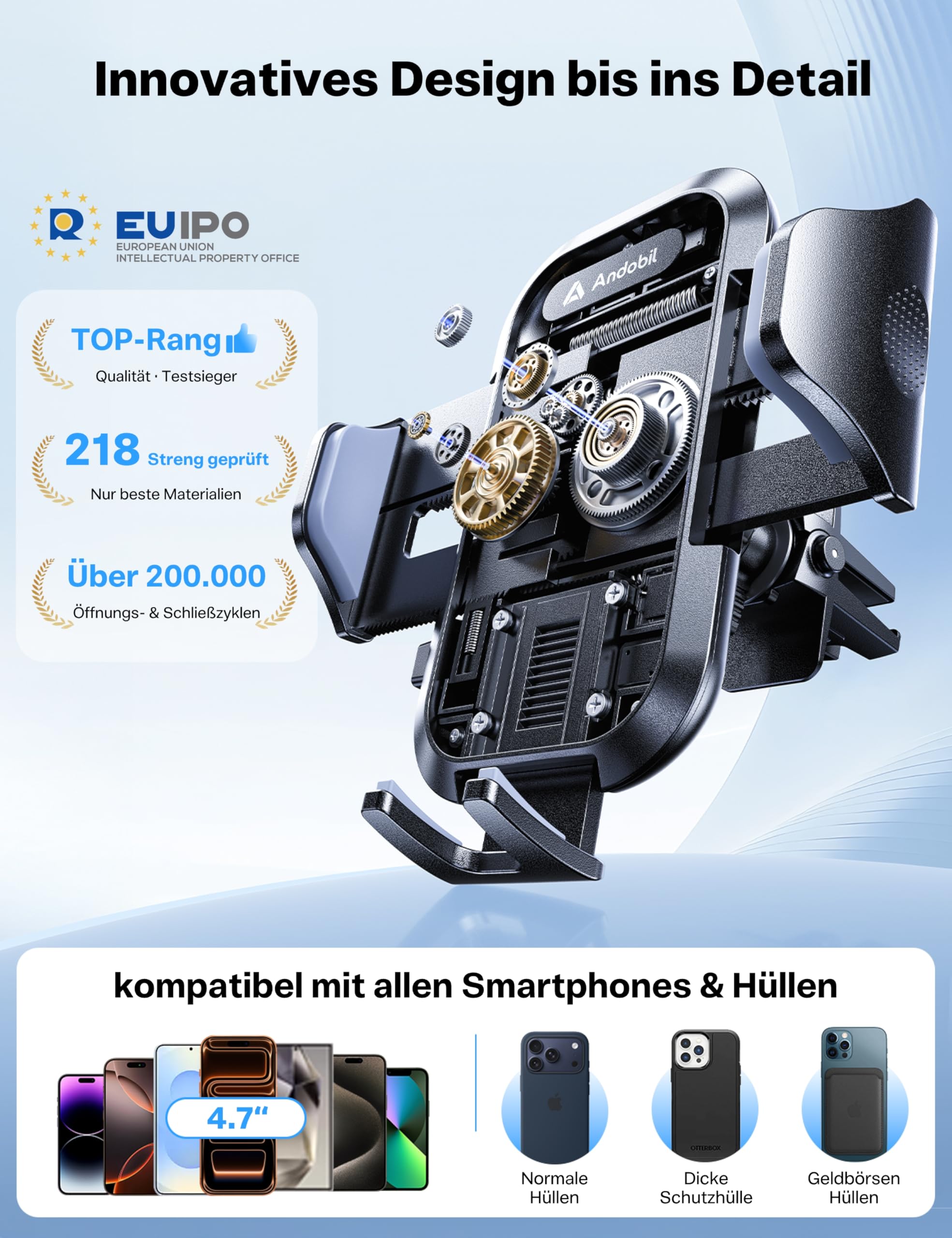 andobil Handyhalterung Auto [2026 Neueste Saugnapf] 3 in 1 Saugnapf & Lüftung Halter Universale KFZ Autohalterung Zubehör für iPhone 17 Pro Max Air 16/15/14/13/12 Samsung Galaxy S25 Ultra/S24/S23 Usw 5