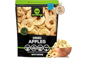 NUT CRAVINGS - Dried Apple Rings Slices, No Sugar Added - Chewy Soft Texture (16oz, 1 LB) Bulk Dry Fruits Packed Fresh in Resealable Bag - Sweet Healthy Snack, Naturally Grown, Vegan, Kosher