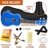 3rd Avenue Soprano Ukulele 21 Inch Beginner Pack Blue with Bag Stand Strap view 3