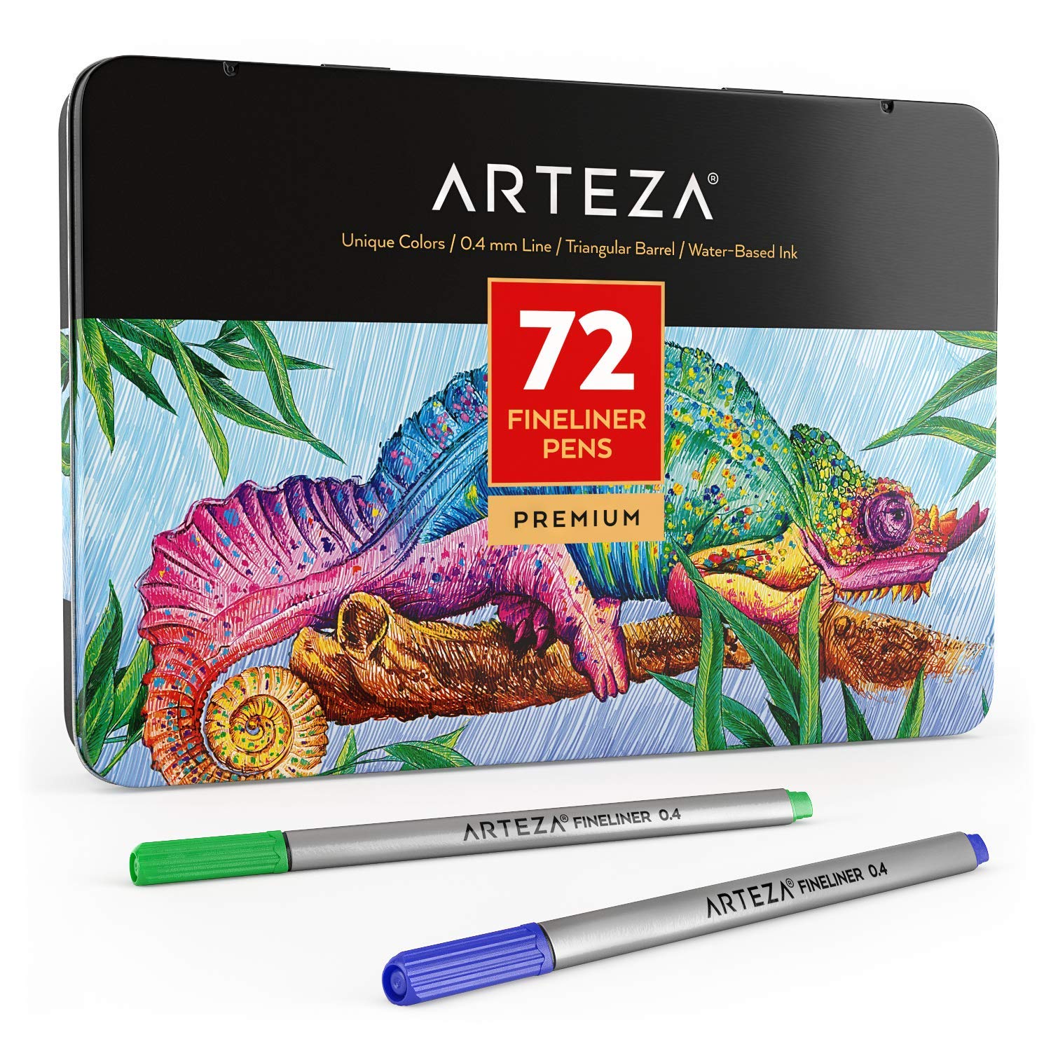 Arteza Fineliners Fine Point Pens, Set of 72 Fine Tip Markers with 0