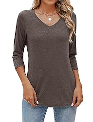 Sherosa 3/4 Sleeve Tunics for Women Summer V Neck