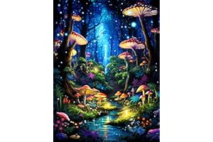 MEOTHAN Enchanted Glow Forest Diamond Painting for Adults DIY Mushroom Diamond Art for Adult Beginners Mushroom Gem Painting Crafts for Adults Home Wall Decor 5D Gem Art Perfectly for Relaxation 12x16inch