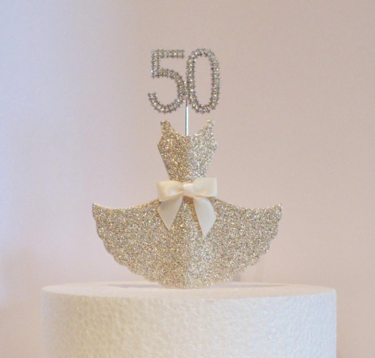 50th Birthday Cake Decoration Gold Dress With Diamante Crystal