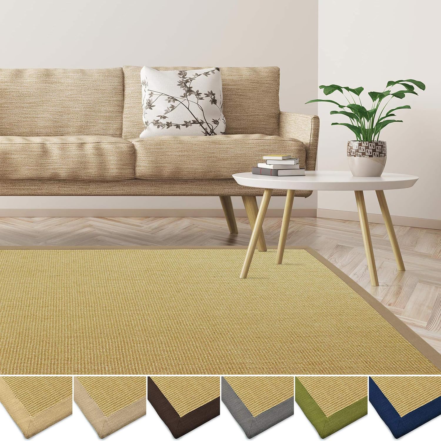 Tapis Sisal Siena Interiyou - 70x300cm Noir - Antidérapant - Salon, Chambre, Couloir