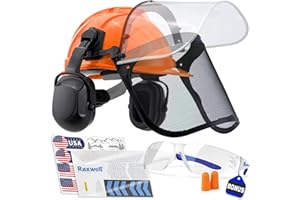 Raxwell Chainsaw Safety Helmet – ANSI Certified 6-in-1 Forestry Hard Hat with Ear Muffs, 2 Visors, Goggles & Earplugs – 30dB Noise Reduction – Adjustable PPE for Arborists, Logging & Tree Work