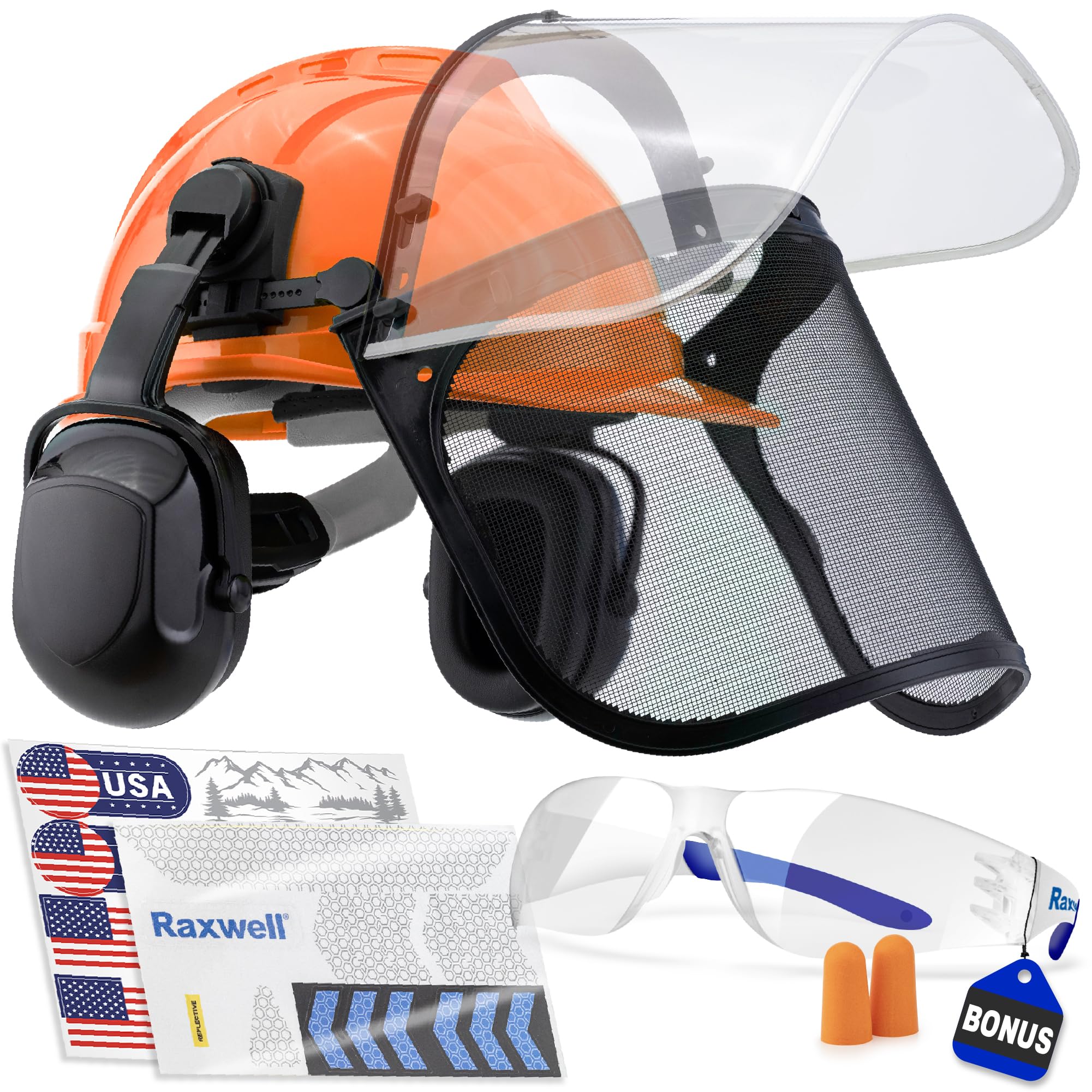 Photo 1 of Raxwell Chainsaw Safety Helmet – ANSI Certified 6-in-1 Forestry Hard Hat with Ear Muffs, 2 Visors, Goggles & Earplugs – 30dB Noise Reduction – Adjustable PPE for Arborists, Logging & Tree Work