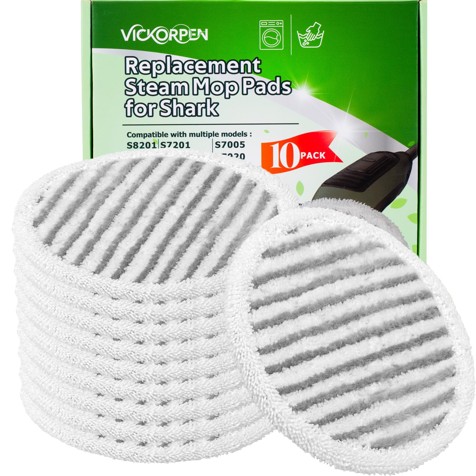 Photo 1 of 10 Pack Steam Mop Replacement Pads for Shark S8001 S7001 S7201 S7000AMZ S8201 Steamer Mop Washed Pad Repeatedly for All Floors Cleaning