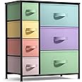 Sorbus Dresser with 7 Drawers - Furniture Storage Chest for Kid’s, Teens, Bedroom, Nursery, Playroom, Clothes, Toy Organization - Steel Frame, Wood Top,Fabric Bins (7-Drawer, Pastel/Black)