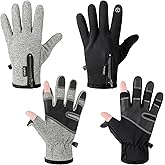 Bencailor 2 Pairs Windproof Waterproof Fingerless Gloves Winter Touchscreen Gloves Men Cold Weather Cycling Supplies