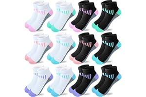Bemeol Girl Socks 12 Pairs Ankle Socks Girl Running Athletic Sock Low Cut Cotton Casual Sock for Kids