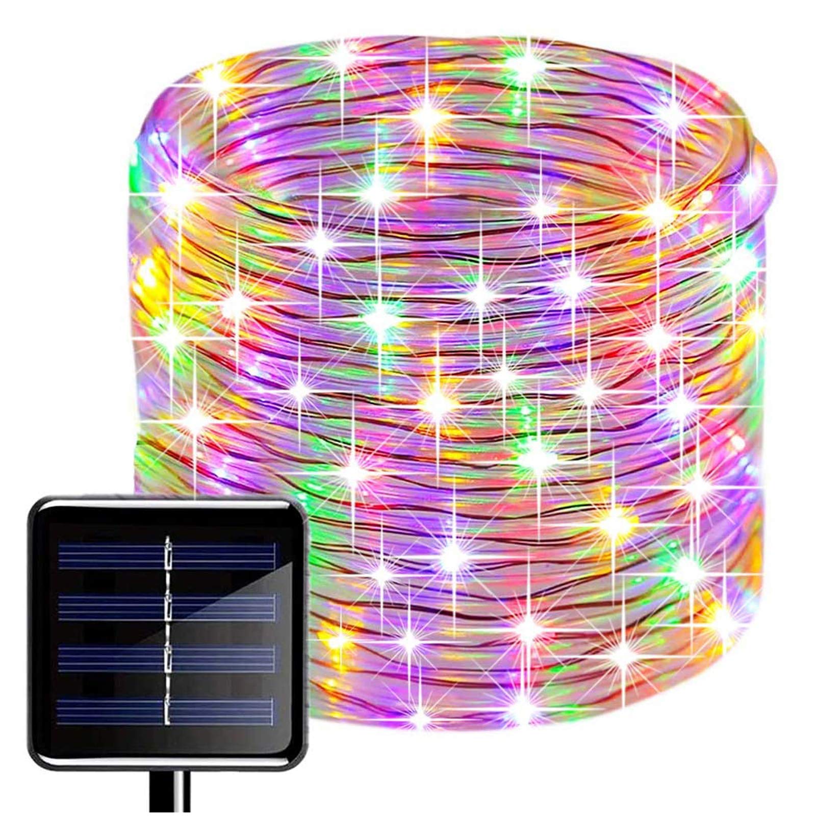 Solar Rope Lights Outdoor,KINGCOO 12M/39ft 100LED LED Rope Lighting Waterproof Copper Wire Rope String Light for Outdoor Indoor Home Garden Patio Parties (Multicolor)