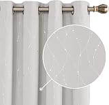 Deconovo Dotted Line Foil Printed Thermal Blackout Curtains 2 Panels Beige W52 view 2