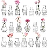 Tebery 20 Pack Glass Bud Vases, Clear Small Flower Vase for Centerpieces, Vintage Mini Glass Vase Set Bulk for Table Wedding Home Party Decoration