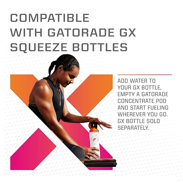 GATORADE GX HYDRATION SYSTEM, NON-SLIP GX SQUEEZE BOTTLES OR GX SPORTS DRINK CONCENTRATE PODS, 4 COUNT (PACK OF 6)