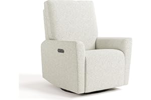 Storkcraft Santorini Deluxe Power Recliner Swivel Glider (Ivory Boucle) – Premium Electronic Power Recliner for Nursery, Includes Dual-USB Charging Port for USB-A & USB-C, Glider Rocking Chair