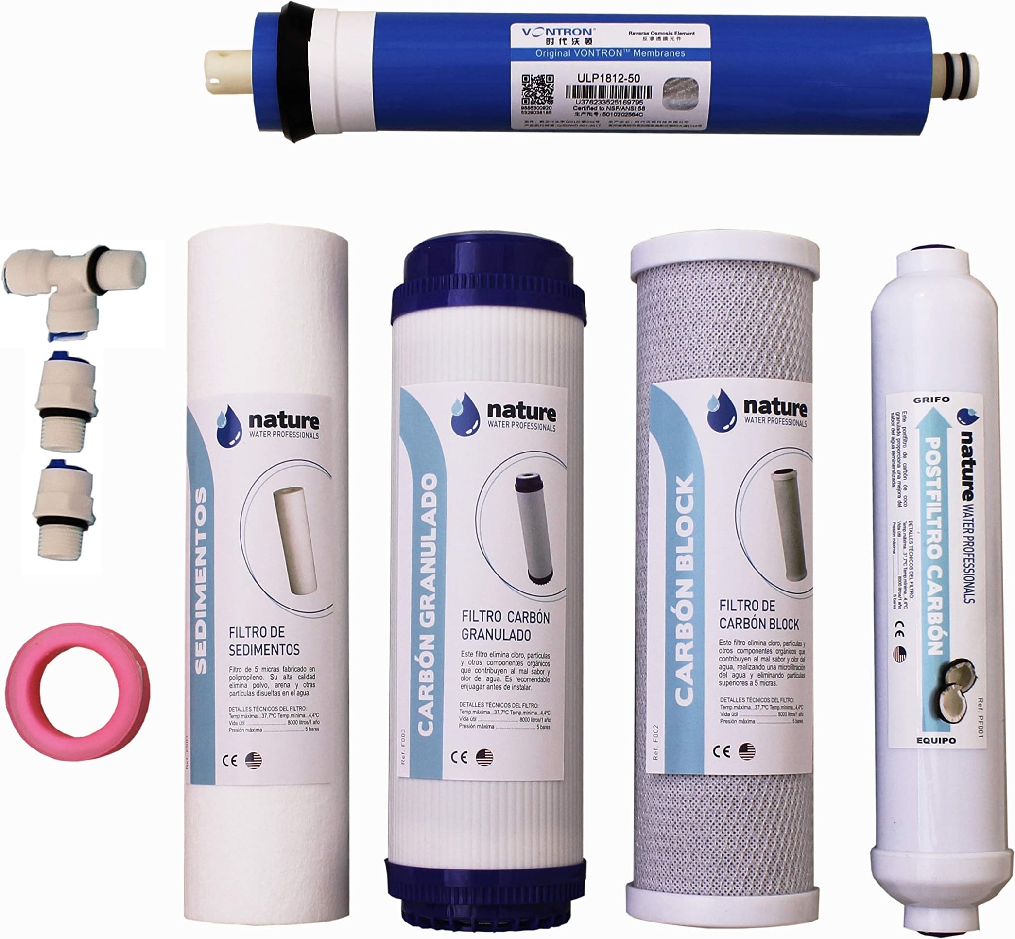 50GPD Vontron Membrane, Teflon Roll and Post Filter Connectors