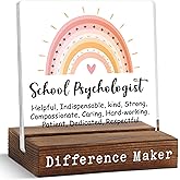 School Psychologist Desk Sign with Rainbow Design, Appreciation Gift for Women Men, Thank You Plaque for Office Decor, School Psych Week, Retirement, Graduation, Birthday, Christmas Keepsake, CSC637