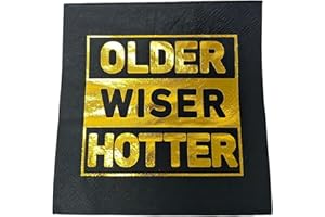Older Wiser Hotter Cocktail Napkins for Men Women 30th 40th 50th 60th 70th 80th Birthday Party Decorations Birthday Sign Birt