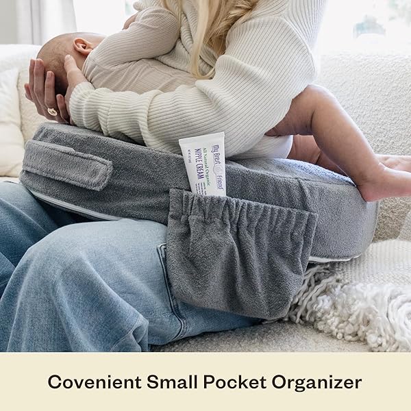 MY BREST FRIEND NURSING PILLOW – DELUXE – ENHANCED COMFORT W/ SLIPCOVER – ERGONOMIC BREASTFEEDING PILLOW FOR ULTIMATE SUPPORT FOR MOM & BABY – ADJUSTABLE PILLOW W/ HANDY SIDE POCKET, EVENING GREY
