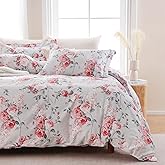 Ocharo 100% Cotton Duvet Cover King Size, Floral Reversible Duvet Cover Set with Zipper Closure, Soft 3 Pieces Bedding Set with 2 Pillow Shams(20