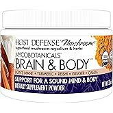 Host Defense MycoBotanicals Brain & Body* Powder - Digestive & Immune Support Supplement with Lion's Mane & Reishi Mushroom - Brain Supplement to Support Memory & Focus - 3.5 oz (33 Servings)*