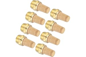 MECCANIXITY 8PCS Pneumatic Exhaust Muffler, 1/2" NPT Male Sintered Bronze Muffler Brass Air Line Fittings for Pneumatic Tools