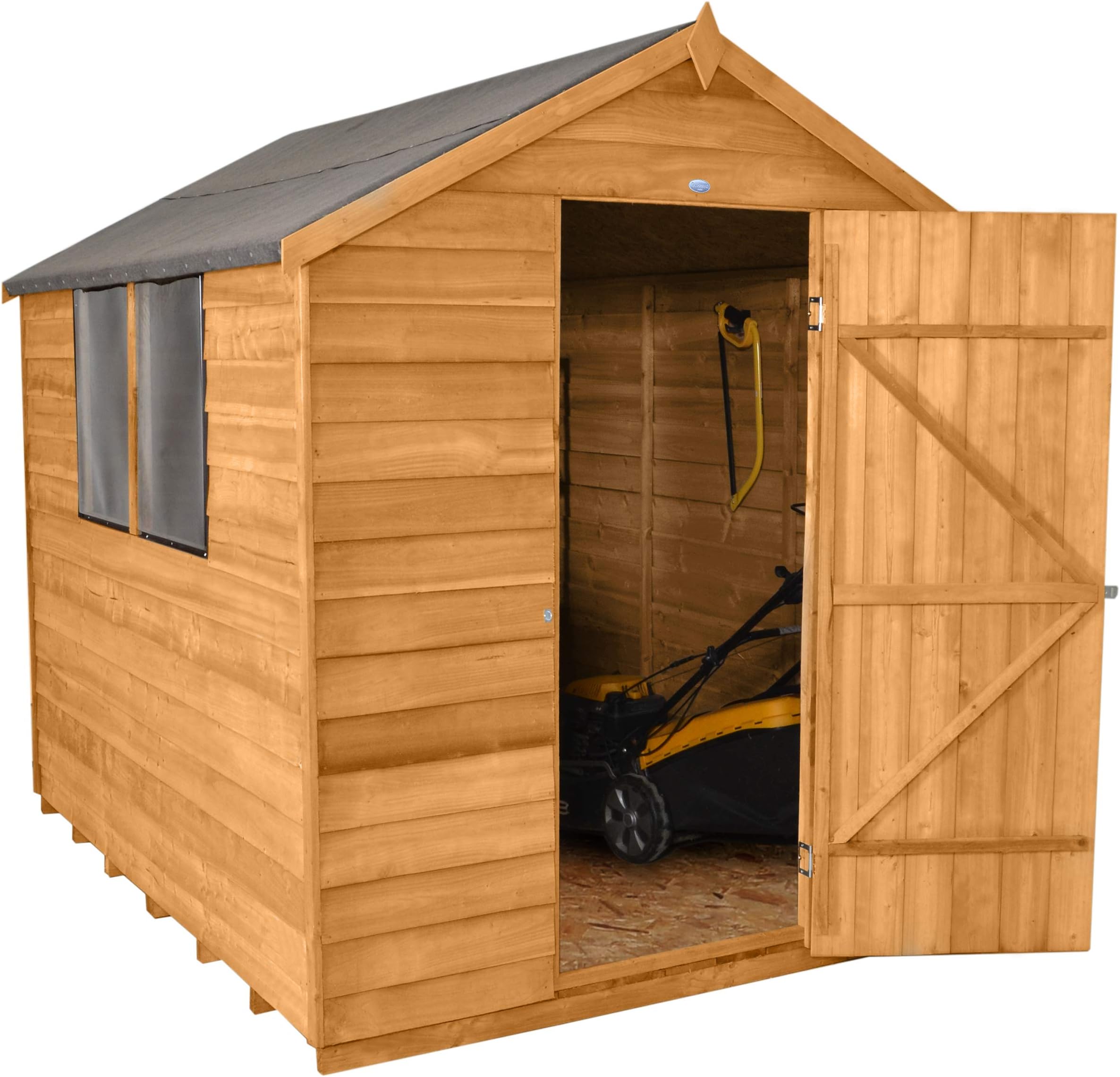 Forest Garden 8x6 Apex Overlap Dip Treated Wooden Garden Shed