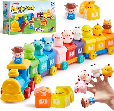 Play-Act Montessori Farm Train Toy for Toddlers 1-4 Years