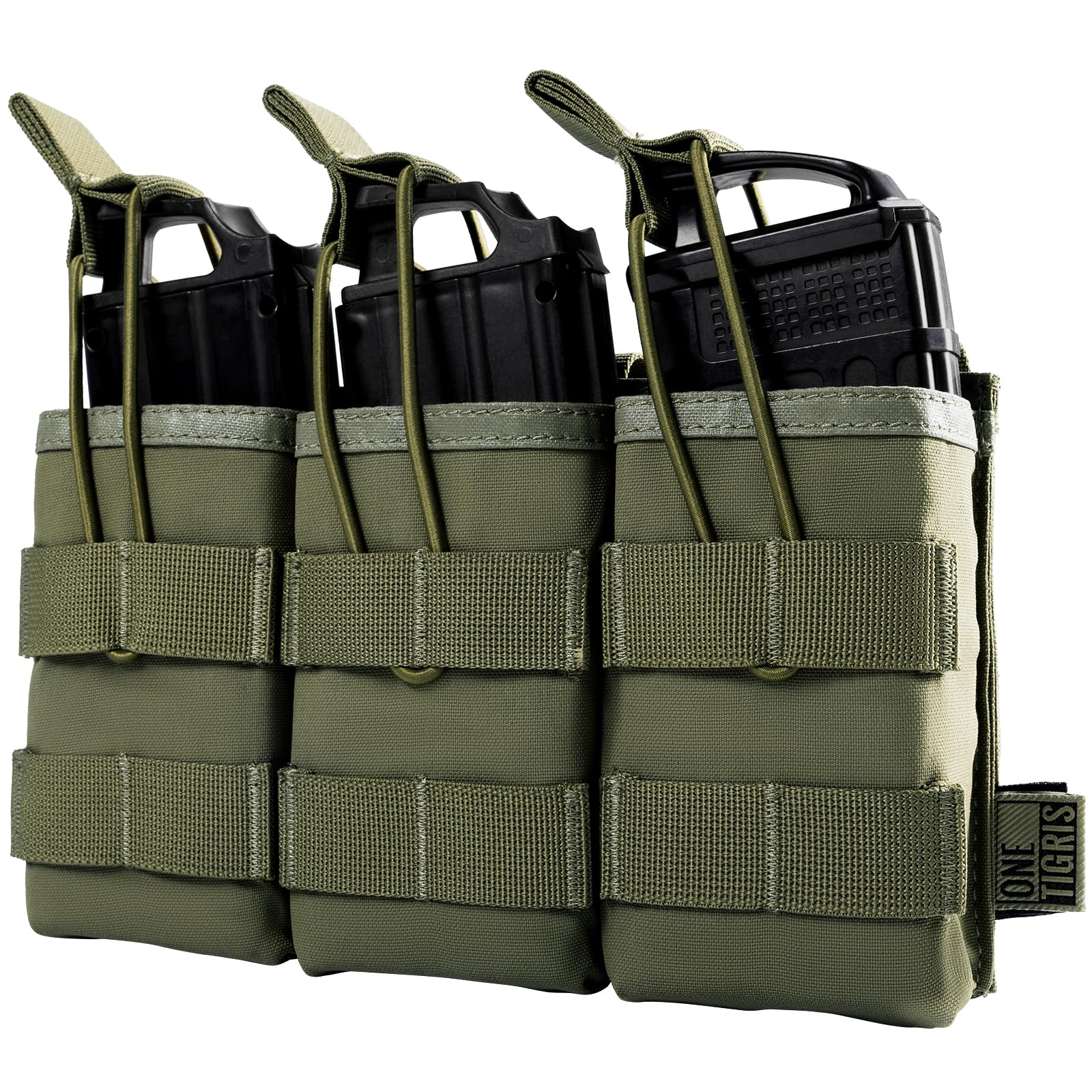 OneTigris MOLLE M4 Mag Pouch – Open-Top Triple Pistol Mag Pouch for M4/ M14/M16/AK47/AK74/G36 Magazines for Airsoft Vest & Tactical Loadouts