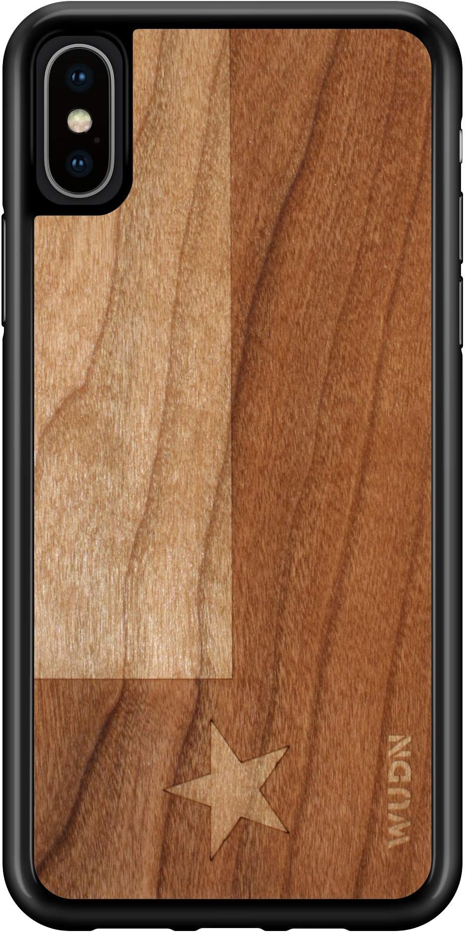 Wooden Phone Case (Texas State Flag in American Cherry) Compatible with iPhone Xs Max, iPhone 10s Max