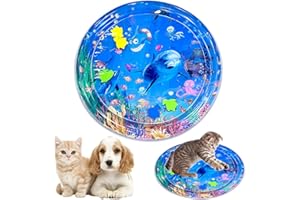 Teddy Run Thickened Sensory Water Playmat for Cats, 4 Colors Available, Water Sensory Playmat with Fish for Pet Play, Thickened Water Sensor Play Mat, Sensory Water Play Mat for Cats Endless Self Play