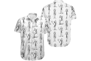 34HD Nightmare Before Movie Hawaiian Shirt, Skeleton Button Down Shirt Short Sleeve Unisex, Halloween Costumes