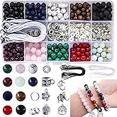 Fishdown 418 pcs 8mm Crystal Beads for Jewelry Making, Natural Stone Healing Beads for Bracelets, Gemstone Beading & Jewelry Necklace Making DIY Kit