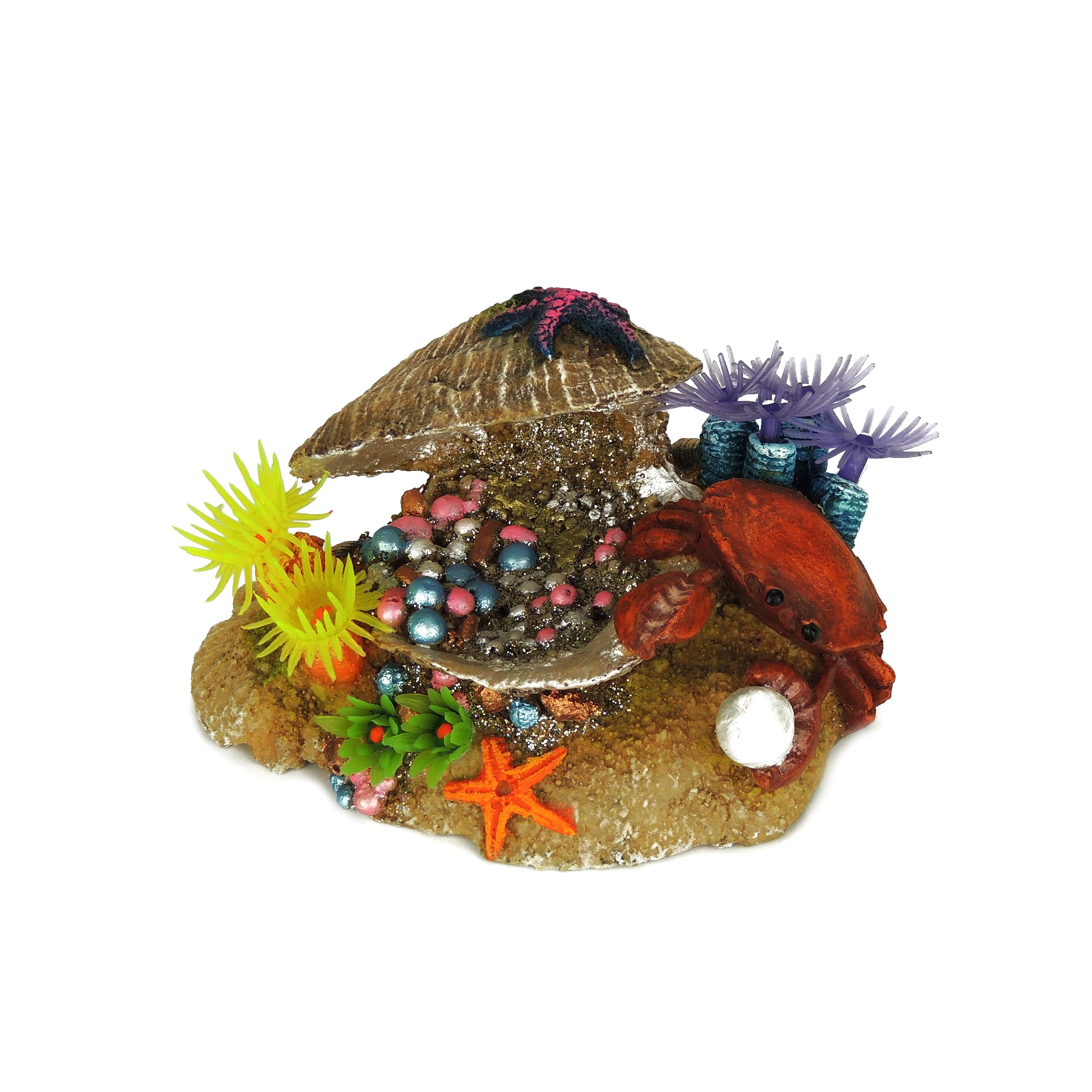 CLASSIC Clam with Plants Aquarium Ornaments 115mm