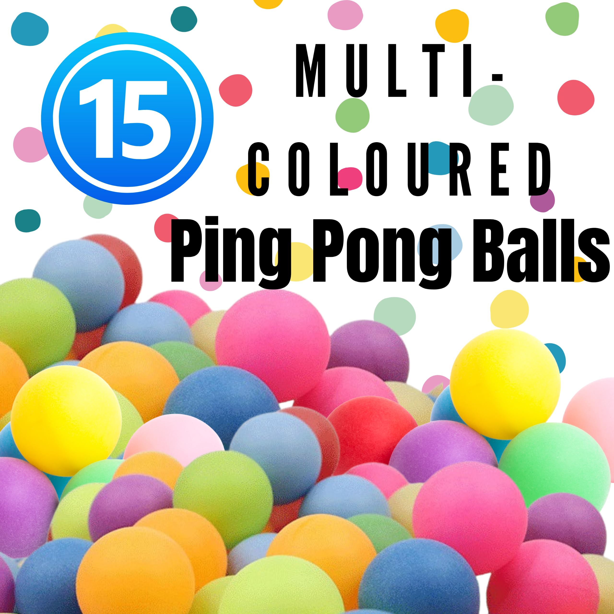 WHEELIO Ping Pong Balls Table Tennis Ball Multi-color Ideal for Craft Party School Learning Activities, Family Games, Kids, Cats (Colorful, Pack of 15)