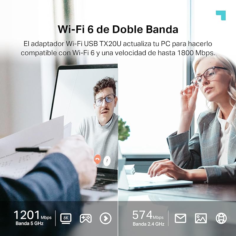 TP-Link Archer TX20U | Adaptador USB WiFi6|AX1800 Dual-Band|1201 Mbps (5 GHz) e 574 Mbps (2,4 GHz)|OFDMA e MU-MIMO| USB3.0 |WPA3 |Compatível com Windows 11/10