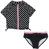 SwimZip Baby Rash Guard Set - Girl Short Sleeve 2 Piece Swimsuit with SPF