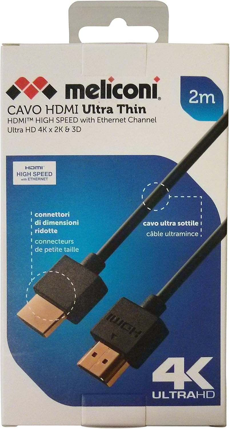Meliconi 497014 2 m HDMI Ultrathin Cable - Black, 2 Meters - Image 4