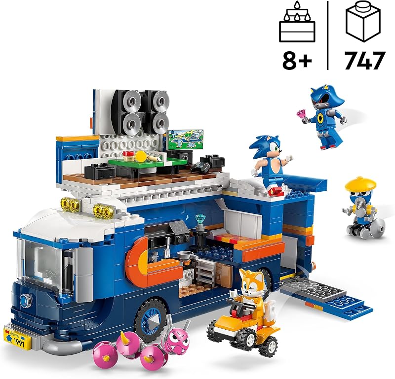 Sonic The Hedgehog Team Sonic Command Truck Toy - Interactive Set with an ATV Car & 5 Figures INCL. Tails - Gift for 8+ Year Old Boys, Girls & Gaming Fans - 77006