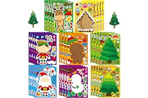 DUJAA 32 Sheets Christmas Stickers for Crafts Make Your Own Characters Mix and Match Sticker, Make a Face Sticker Christmas Tree Stickers Christmas Game Activities for Holiday Kids