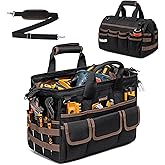 16.5-Inch Tool Bags for Men Heavy Duty, 34-Pockets Large Tool Bag with Adjustable Shoulder Strap, Portable Tool Bag Organizer
