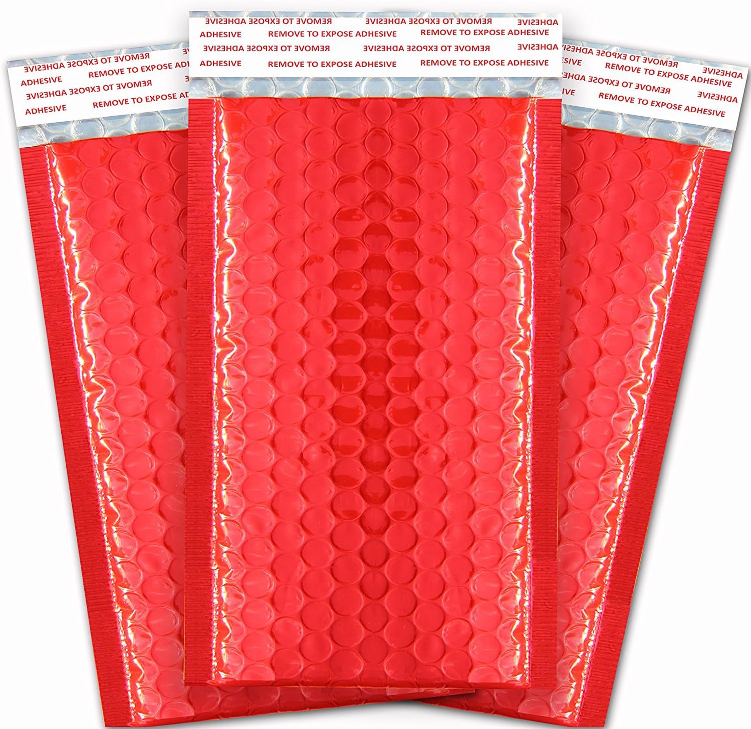 Premium Poly Bubbles Mailer Padded Envelopes with Anti Moisture and Self Seal Adhesives for Office | Tamper Resistant with Labels (4x8, Pack of 50 with Labels), Red